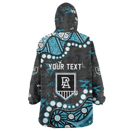 Personalized Port Adelaide Power Wearable Blanket Hoodie Aboriginal Pattern with Graffiti Style