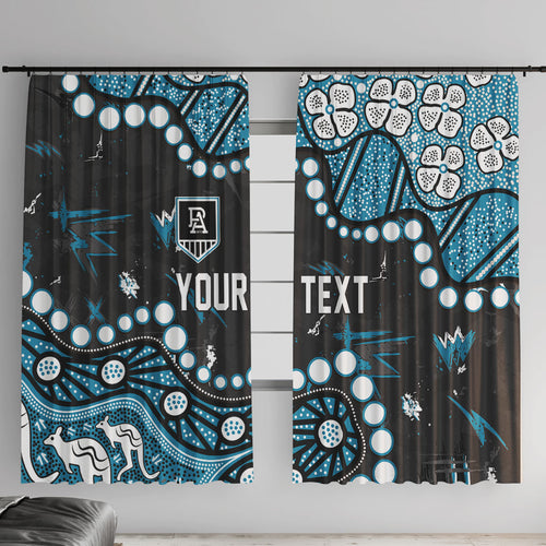 Personalized Port Adelaide Power Window Curtain Aboriginal Pattern with Graffiti Style