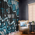 Personalized Port Adelaide Power Window Curtain Aboriginal Pattern with Graffiti Style