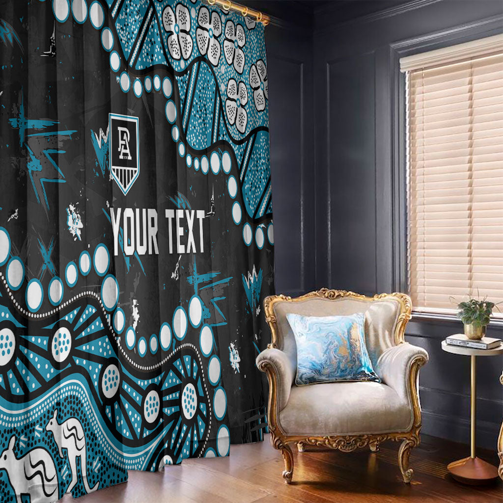 Personalized Port Adelaide Power Window Curtain Aboriginal Pattern with Graffiti Style