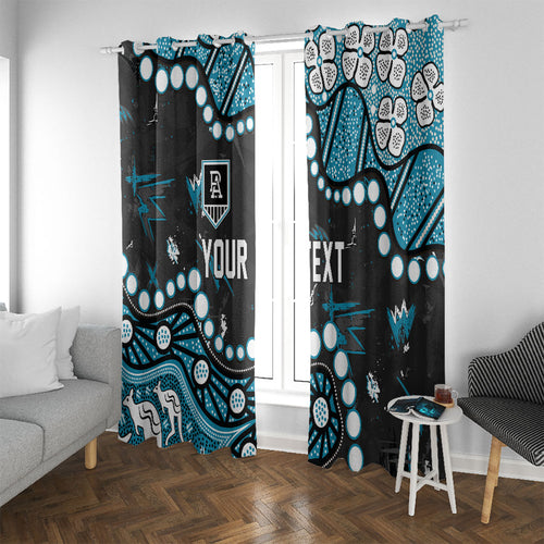 Personalized Port Adelaide Power Window Curtain Aboriginal Pattern with Graffiti Style