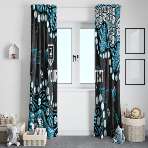 Personalized Port Adelaide Power Window Curtain Aboriginal Pattern with Graffiti Style