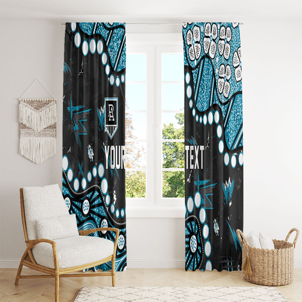 Personalized Port Adelaide Power Window Curtain Aboriginal Pattern with Graffiti Style