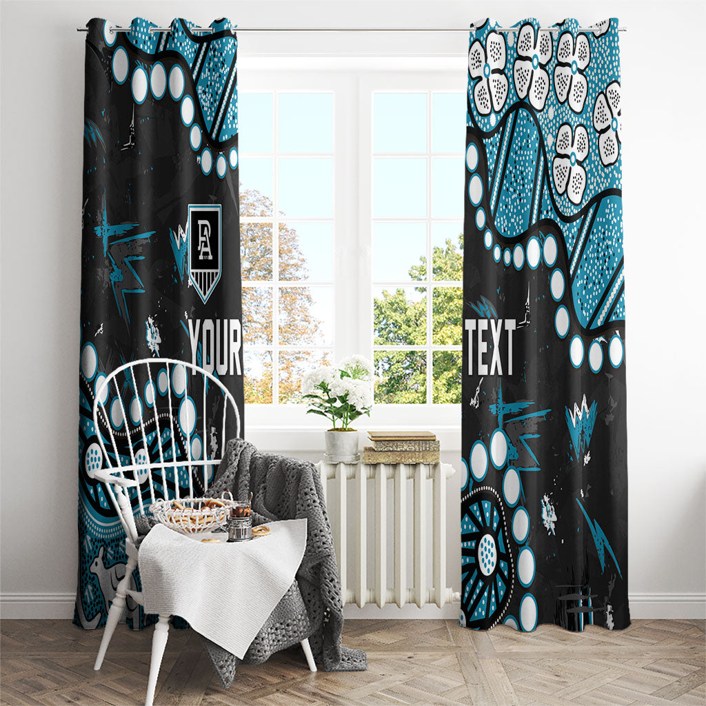 Personalized Port Adelaide Power Window Curtain Aboriginal Pattern with Graffiti Style