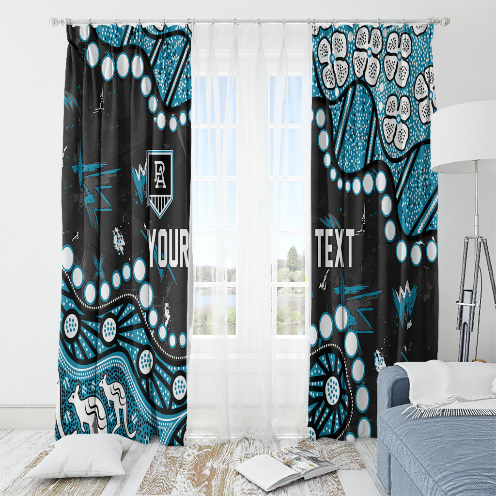 Personalized Port Adelaide Power Window Curtain Aboriginal Pattern with Graffiti Style