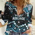 Personalized Port Adelaide Power Women Casual Shirt Aboriginal Pattern with Graffiti Style
