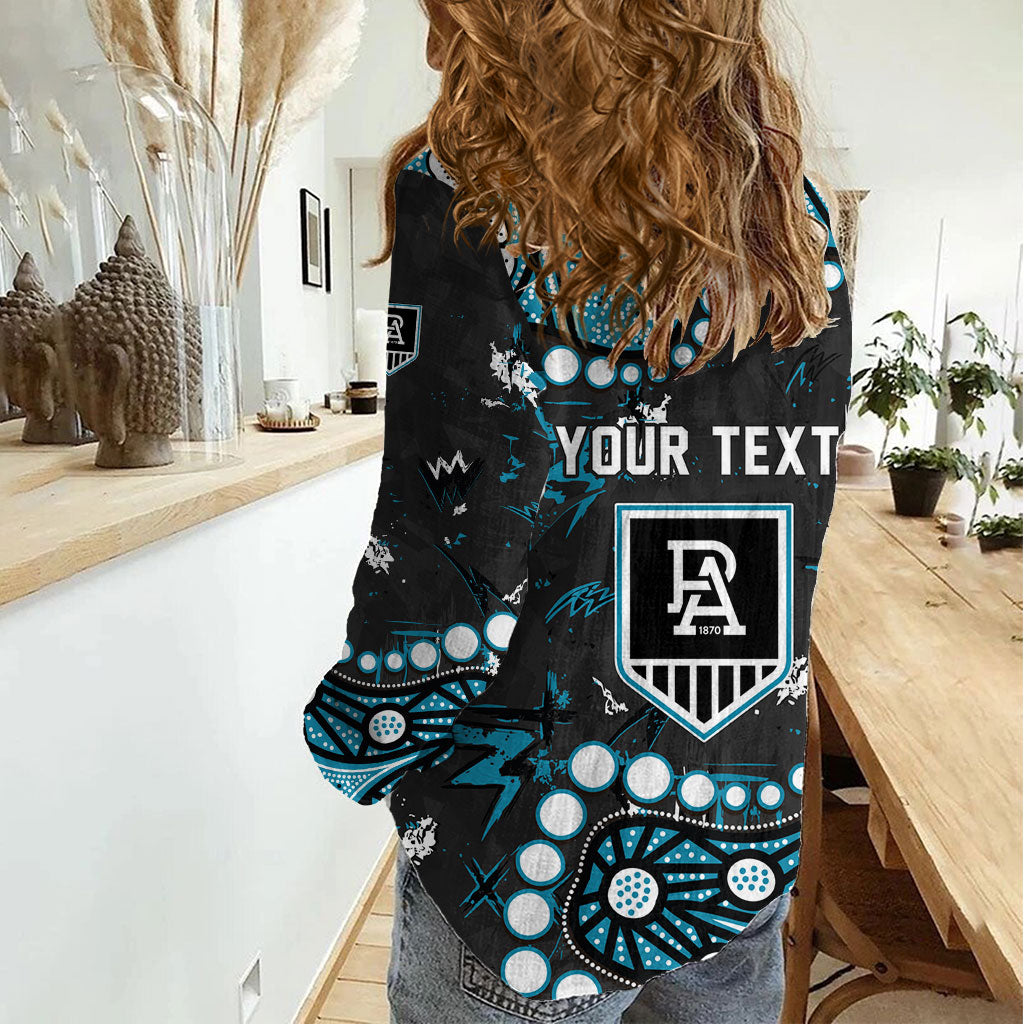 Personalized Port Adelaide Power Women Casual Shirt Aboriginal Pattern with Graffiti Style