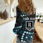 Personalized Port Adelaide Power Women Casual Shirt Aboriginal Pattern with Graffiti Style