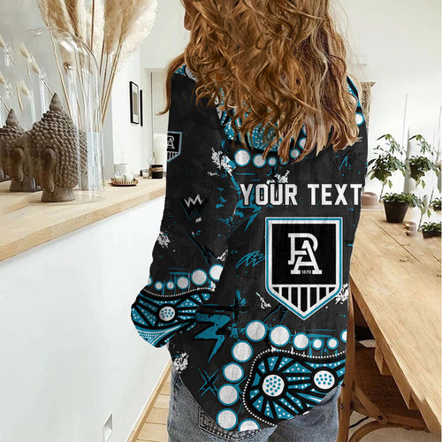 Personalized Port Adelaide Power Women Casual Shirt Aboriginal Pattern with Graffiti Style