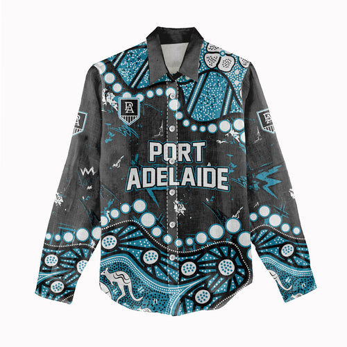 Personalized Port Adelaide Power Women Casual Shirt Aboriginal Pattern with Graffiti Style