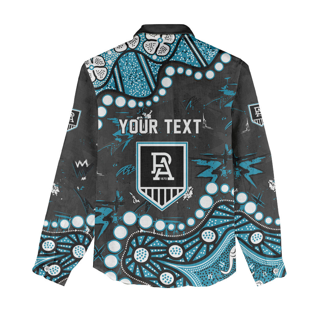 Personalized Port Adelaide Power Women Casual Shirt Aboriginal Pattern with Graffiti Style