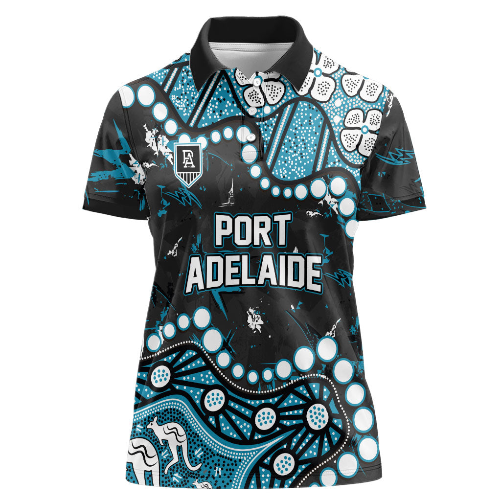 Personalized Port Adelaide Power Women Polo Shirt Aboriginal Pattern with Graffiti Style