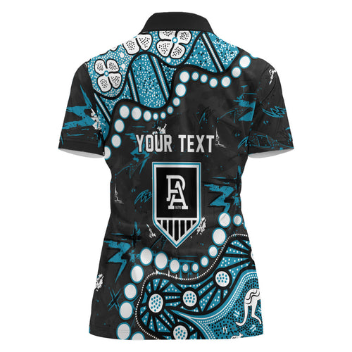 Personalized Port Adelaide Power Women Polo Shirt Aboriginal Pattern with Graffiti Style