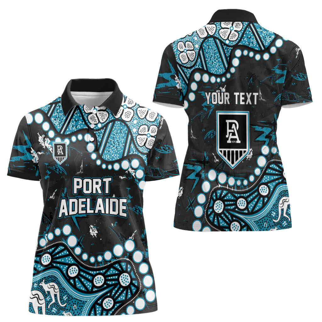 Personalized Port Adelaide Power Women Polo Shirt Aboriginal Pattern with Graffiti Style
