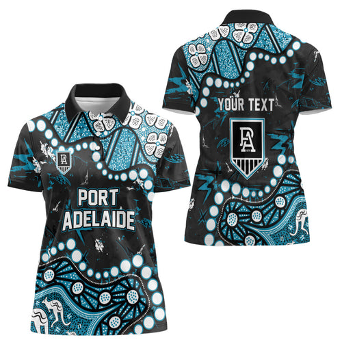 Personalized Port Adelaide Power Women Polo Shirt Aboriginal Pattern with Graffiti Style