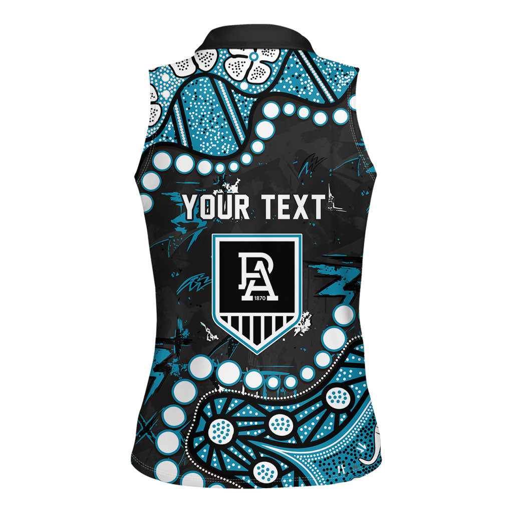 Personalized Port Adelaide Power Women Sleeveless Polo Shirt Aboriginal Pattern with Graffiti Style