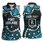 Personalized Port Adelaide Power Women Sleeveless Polo Shirt Aboriginal Pattern with Graffiti Style