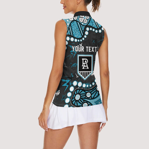 Personalized Port Adelaide Power Women Sleeveless Polo Shirt Aboriginal Pattern with Graffiti Style
