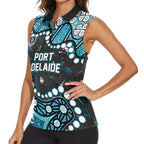 Personalized Port Adelaide Power Women Sleeveless Polo Shirt Aboriginal Pattern with Graffiti Style