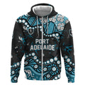 Personalized Port Adelaide Power Zip Hoodie Aboriginal Pattern with Graffiti Style