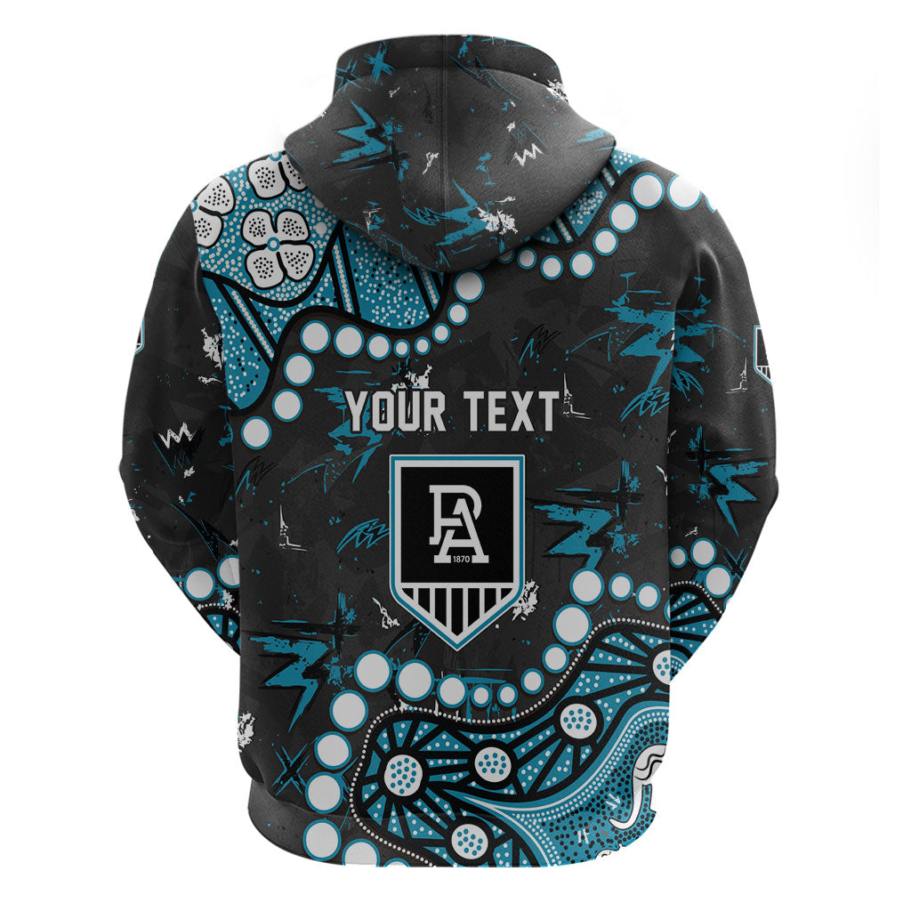 Personalized Port Adelaide Power Zip Hoodie Aboriginal Pattern with Graffiti Style