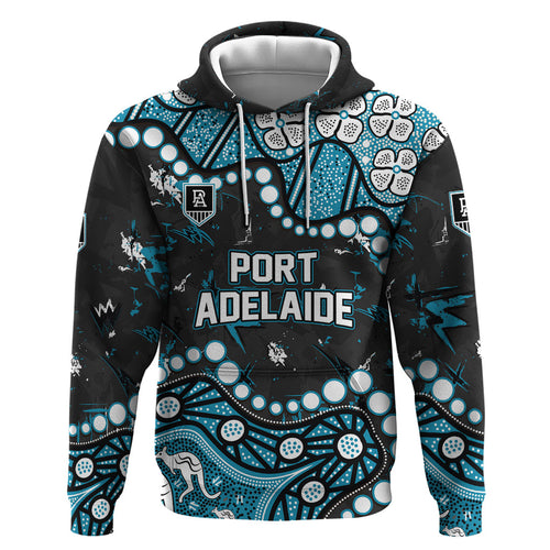 Personalized Port Adelaide Power Zip Hoodie Aboriginal Pattern with Graffiti Style