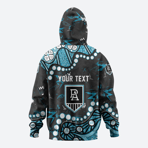 Personalized Port Adelaide Power Zip Hoodie Aboriginal Pattern with Graffiti Style