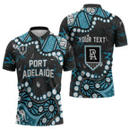 Personalized Port Adelaide Power Zipper Polo Shirt Aboriginal Pattern with Graffiti Style