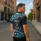 Personalized Port Adelaide Power Zipper Polo Shirt Aboriginal Pattern with Graffiti Style