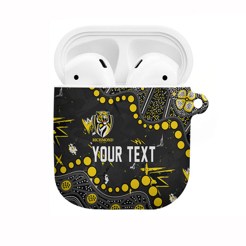 Personalized Richmond Tigers AirPods Case Aboriginal Pattern with Graffiti Style