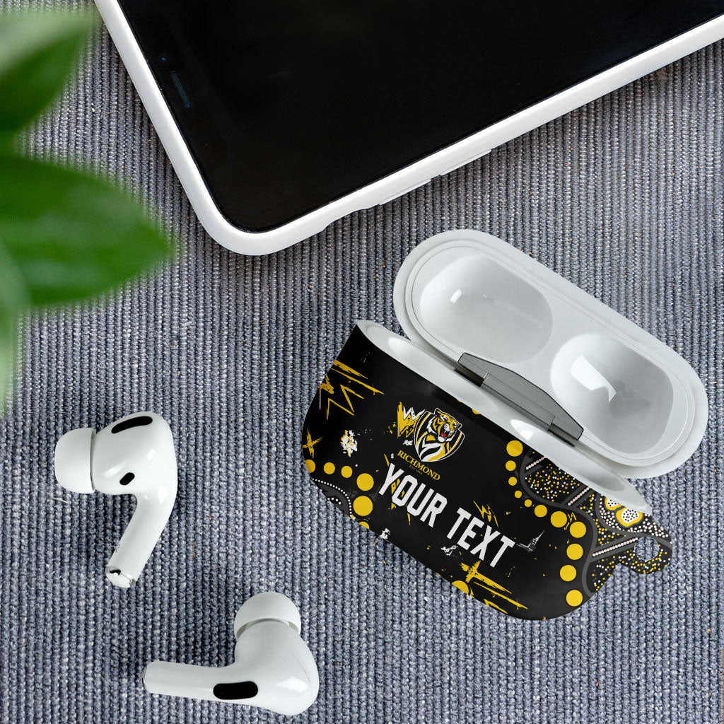 Personalized Richmond Tigers AirPods Case Aboriginal Pattern with Graffiti Style