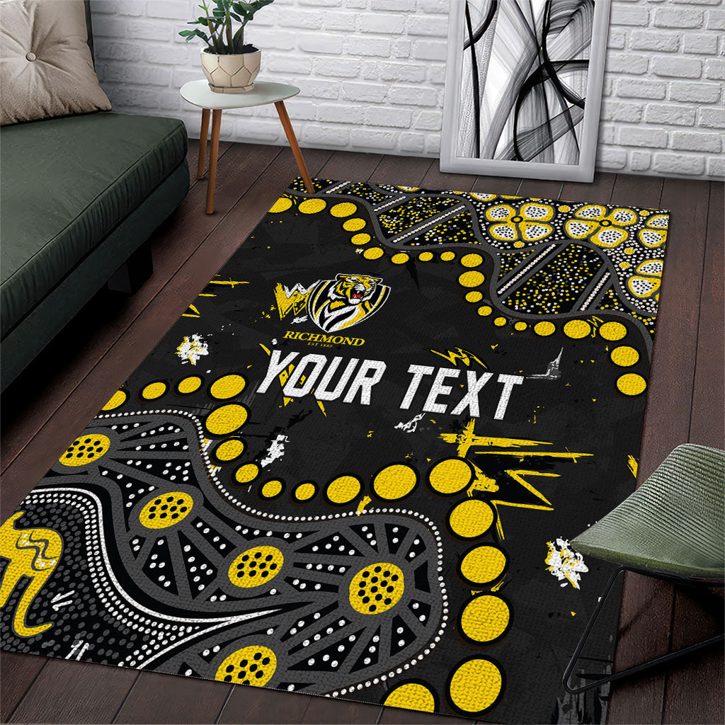 Personalized Richmond Tigers Area Rug Aboriginal Pattern with Graffiti Style