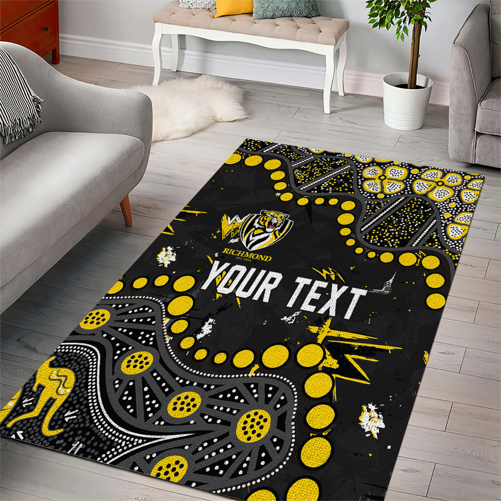 Personalized Richmond Tigers Area Rug Aboriginal Pattern with Graffiti Style