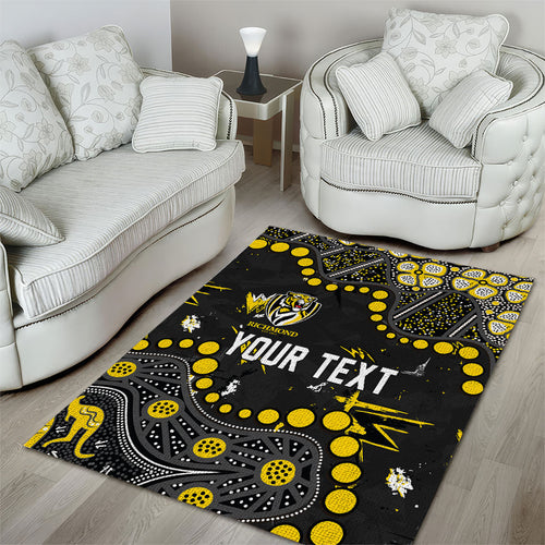 Personalized Richmond Tigers Area Rug Aboriginal Pattern with Graffiti Style