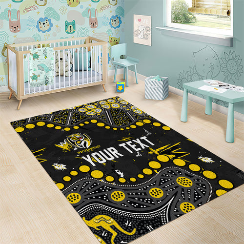 Personalized Richmond Tigers Area Rug Aboriginal Pattern with Graffiti Style