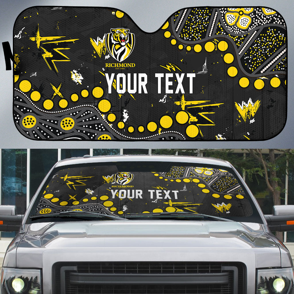 Personalized Richmond Tigers Auto Sun Shade Aboriginal Pattern with Graffiti Style