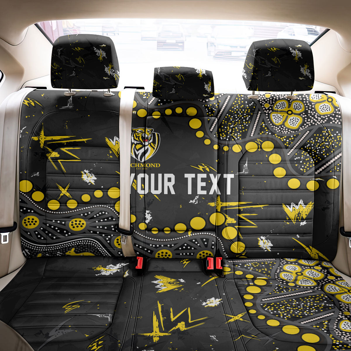 Personalized Richmond Tigers Back Car Seat Cover Aboriginal Pattern with Graffiti Style
