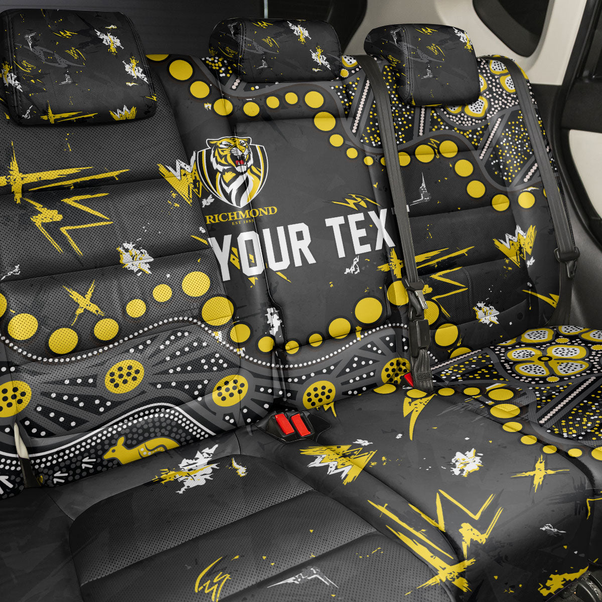 Personalized Richmond Tigers Back Car Seat Cover Aboriginal Pattern with Graffiti Style