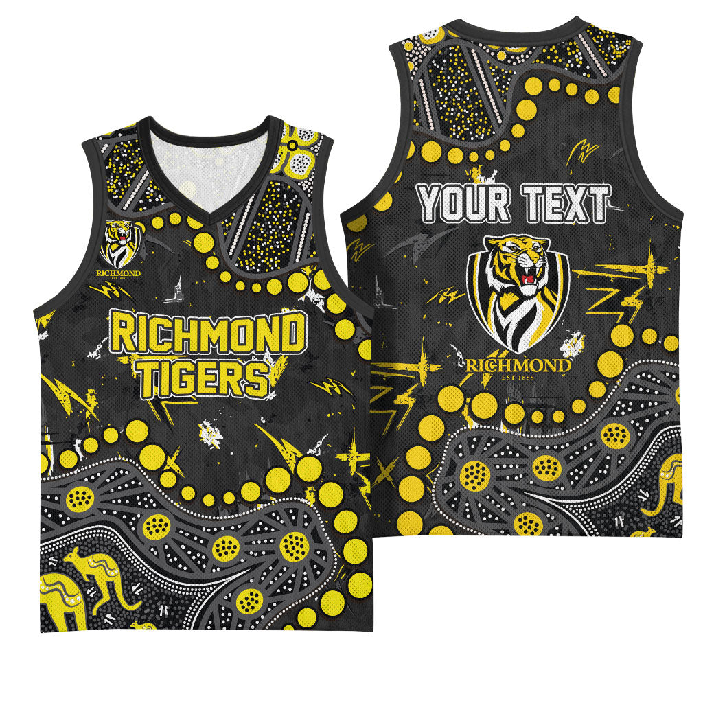 Personalized Richmond Tigers Basketball Jersey Aboriginal Pattern with Graffiti Style