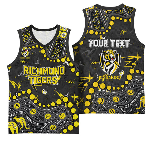 Personalized Richmond Tigers Basketball Jersey Aboriginal Pattern with Graffiti Style