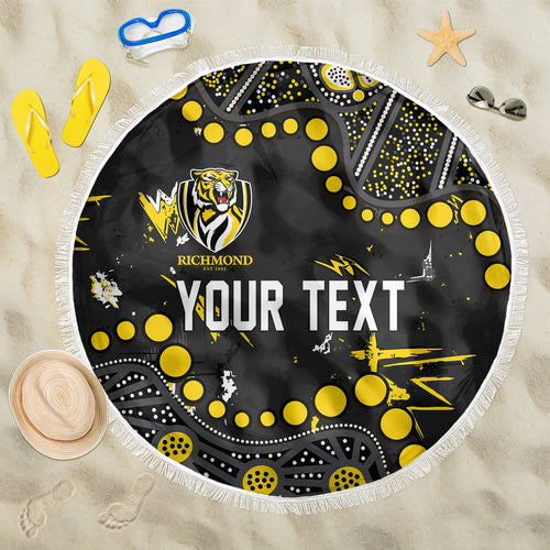Personalized Richmond Tigers Beach Blanket Aboriginal Pattern with Graffiti Style