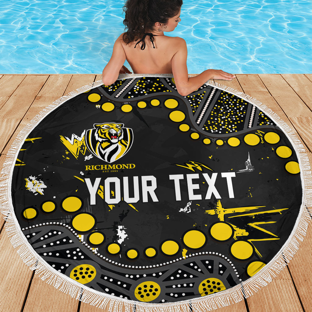 Personalized Richmond Tigers Beach Blanket Aboriginal Pattern with Graffiti Style