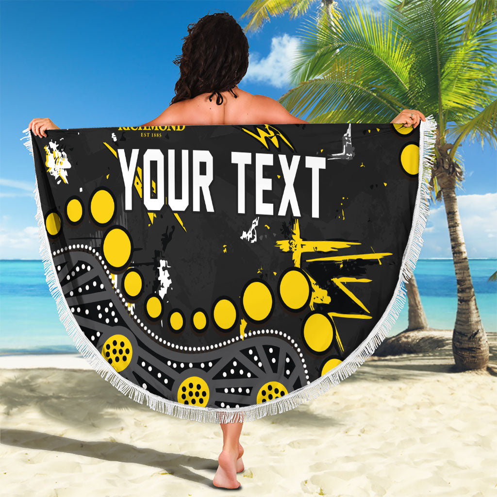 Personalized Richmond Tigers Beach Blanket Aboriginal Pattern with Graffiti Style