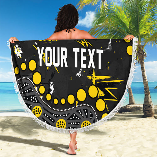 Personalized Richmond Tigers Beach Blanket Aboriginal Pattern with Graffiti Style