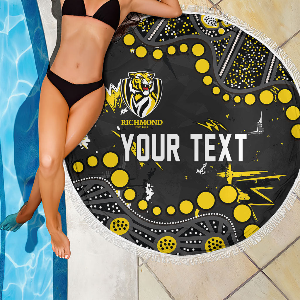 Personalized Richmond Tigers Beach Blanket Aboriginal Pattern with Graffiti Style
