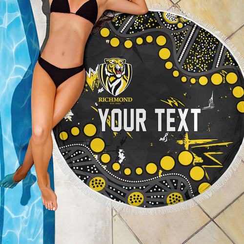 Personalized Richmond Tigers Beach Blanket Aboriginal Pattern with Graffiti Style