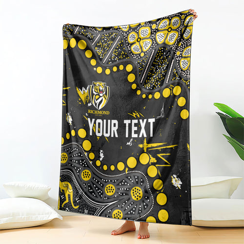 Personalized Richmond Tigers Blanket Aboriginal Pattern with Graffiti Style