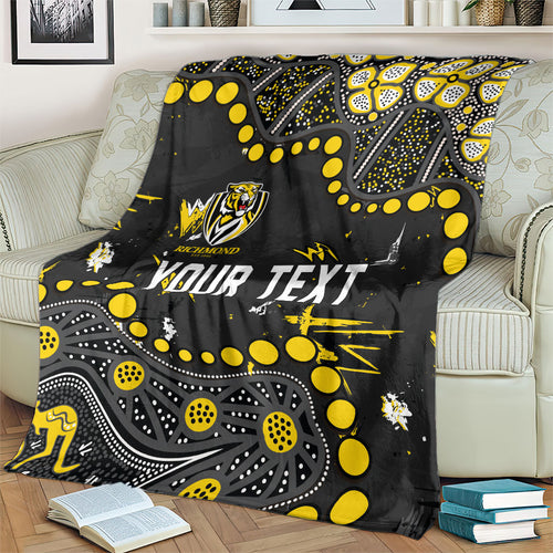 Personalized Richmond Tigers Blanket Aboriginal Pattern with Graffiti Style