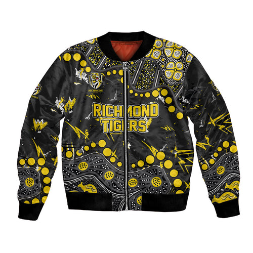 Personalized Richmond Tigers Bomber Jacket Aboriginal Pattern with Graffiti Style