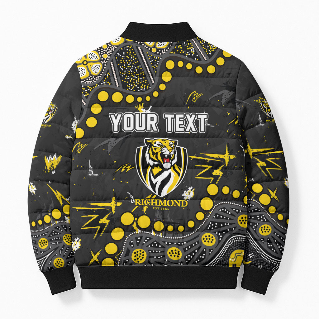 Personalized Richmond Tigers Bomber Puffer Jacket Aboriginal Pattern with Graffiti Style
